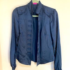 Gorgeous navy silk blouse.